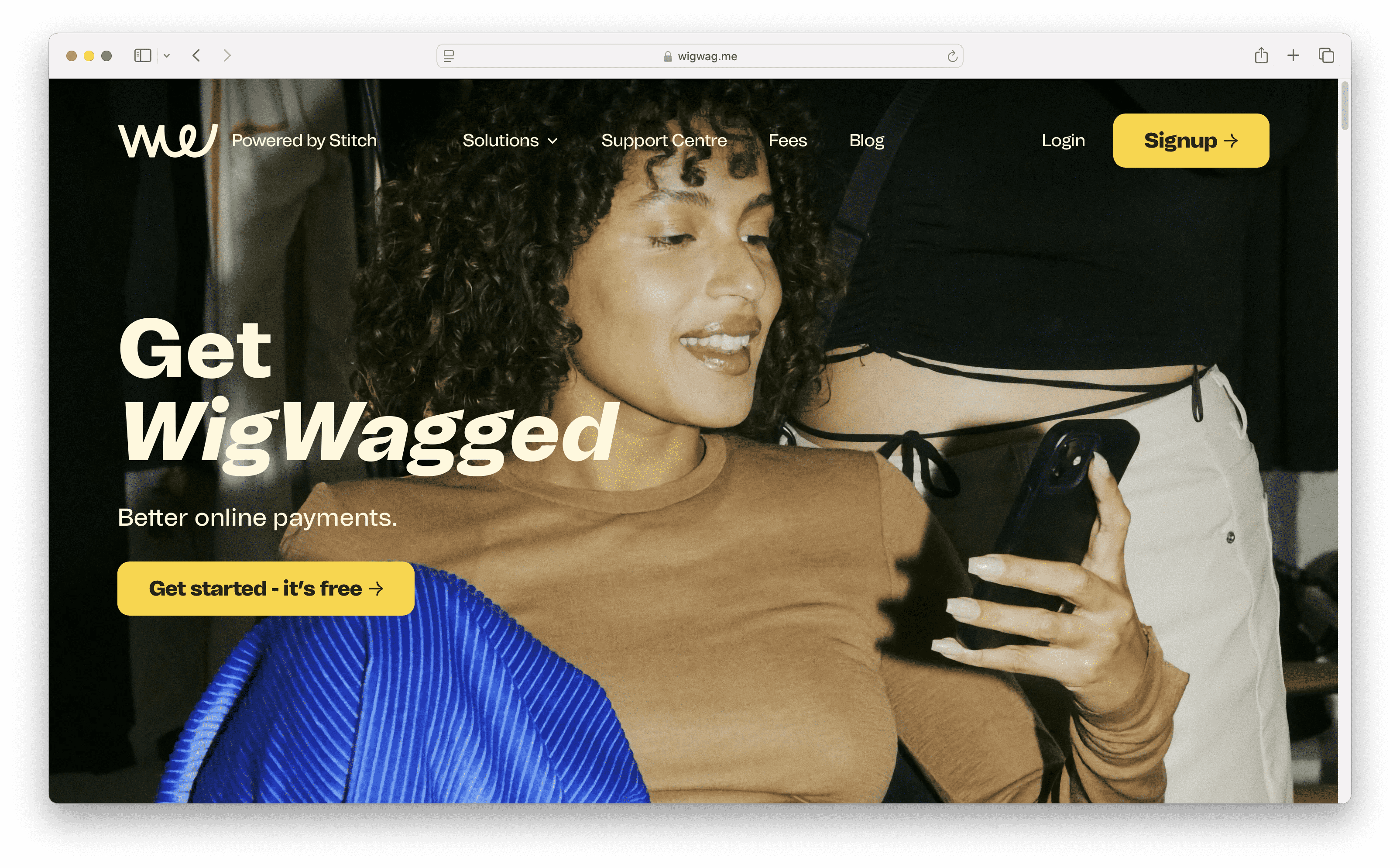 Neu gestaltete WigWag.me-Startseite, von Milk Moon Studio entworfen und entwickelt