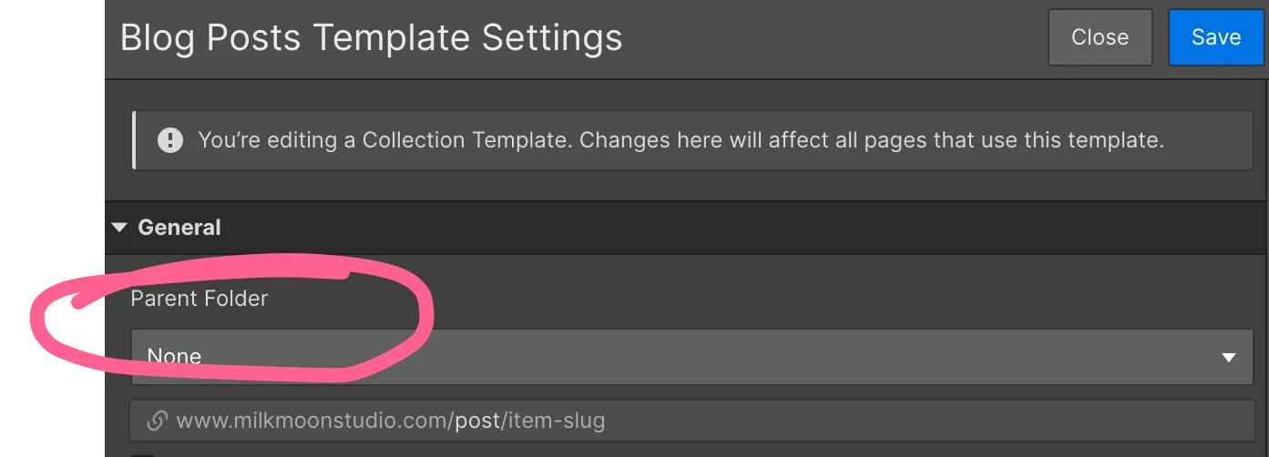 Webflow Collection List Parent Folder
