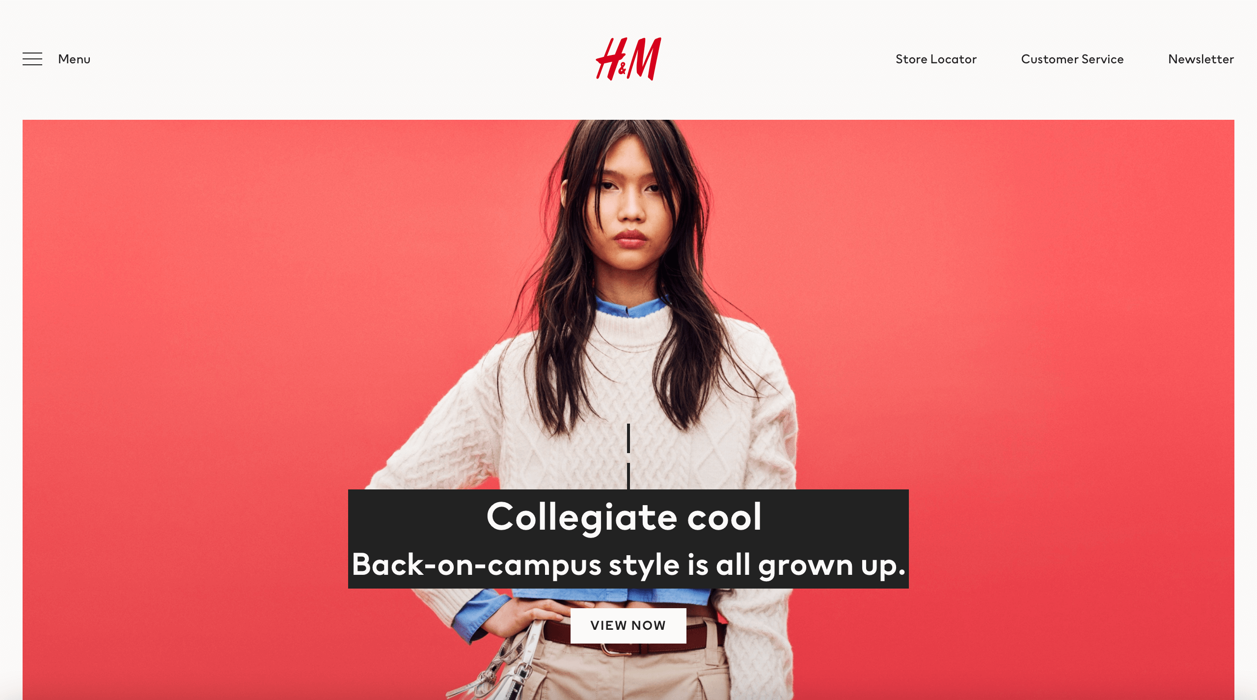 H&M homepage with high contrast mode enabled