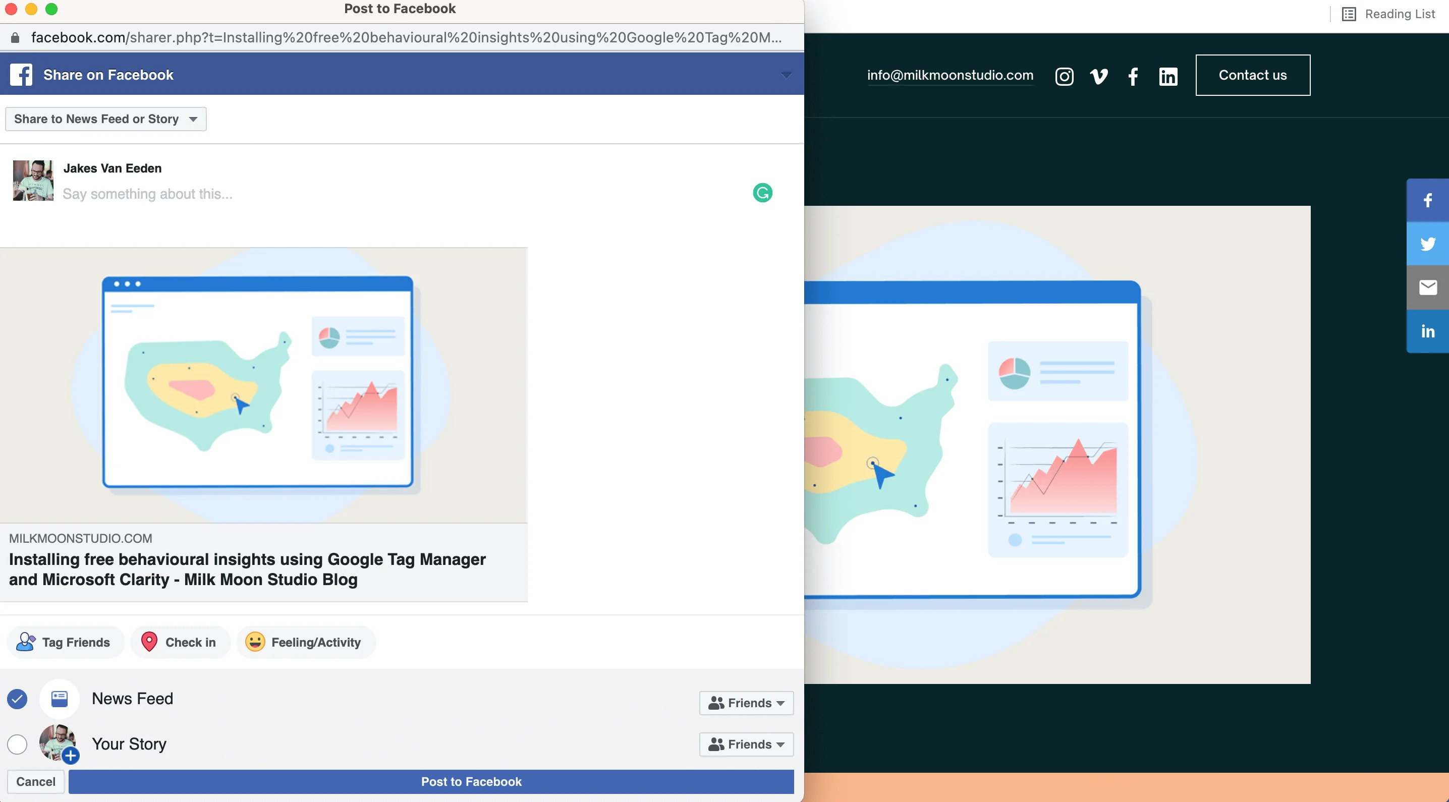 ShareThis-Teilen auf Facebook testen
