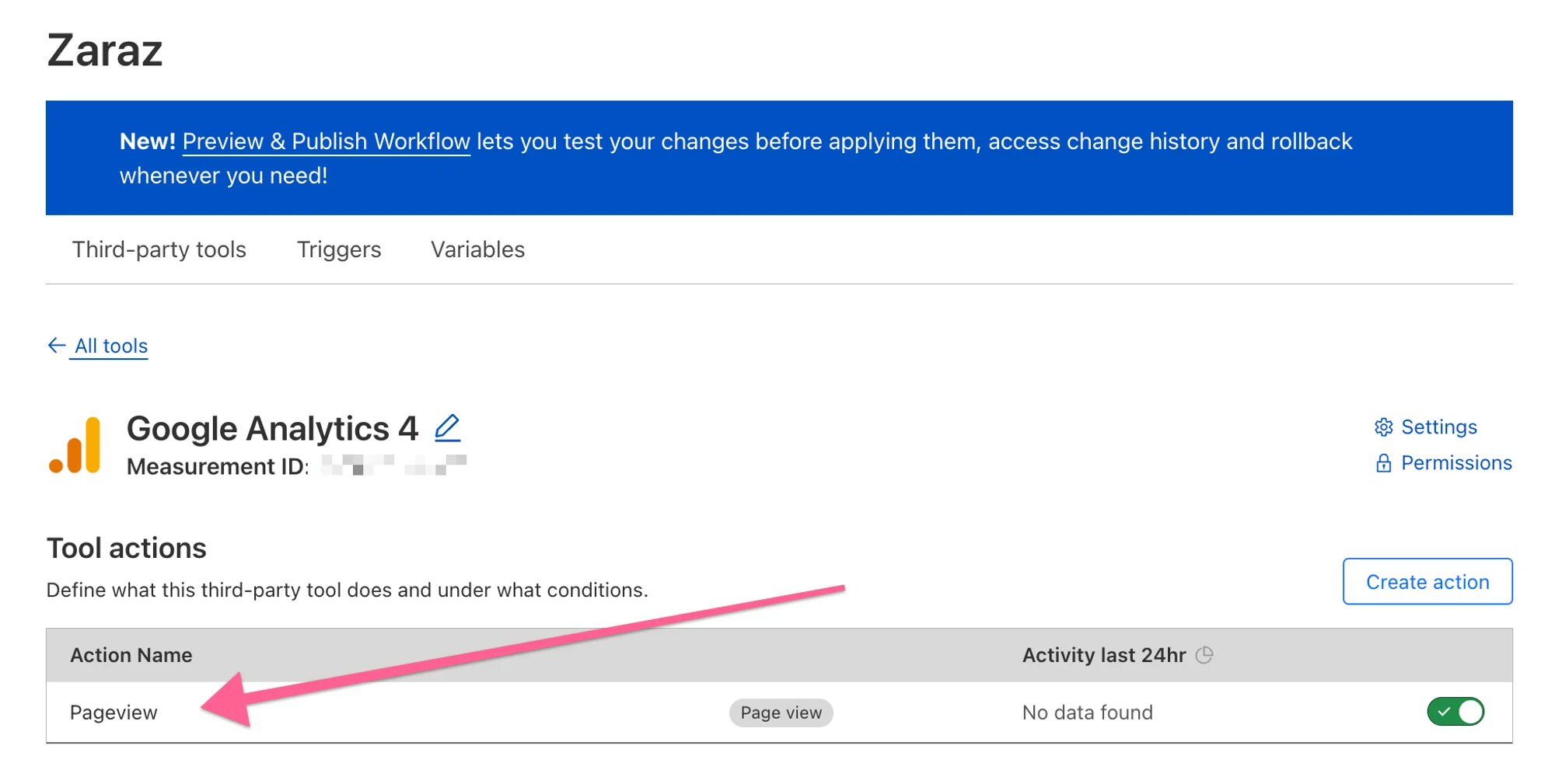 Activador de Google Analytics 4 en Zaraz