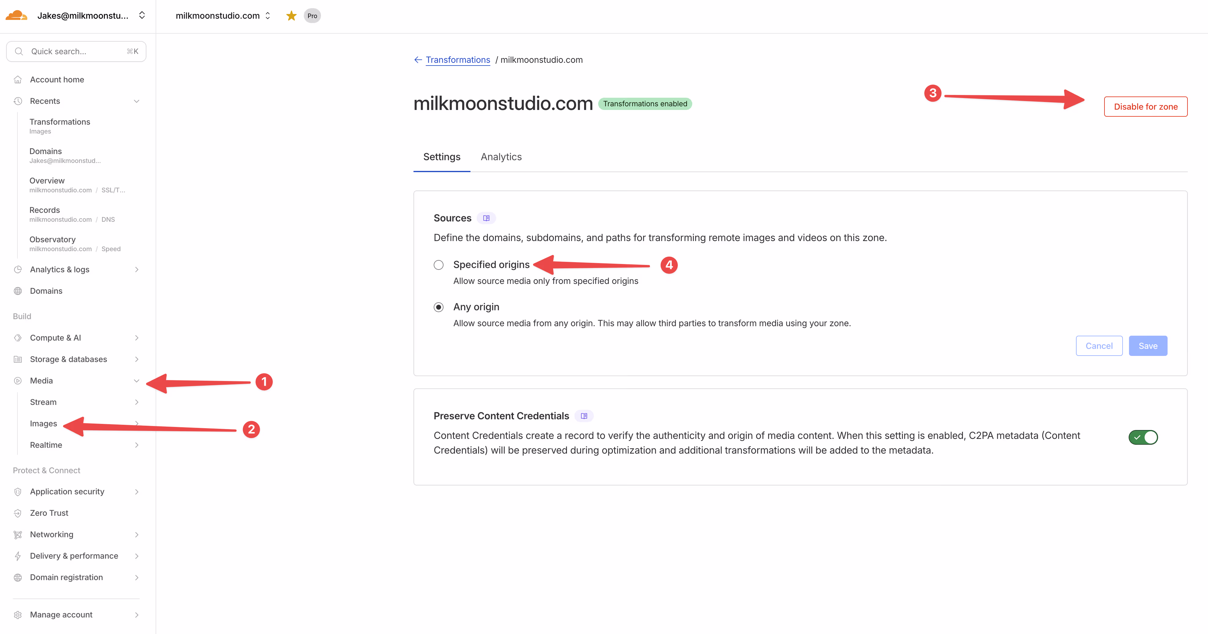Cloudflare Image Transformations für Webflow einschalten