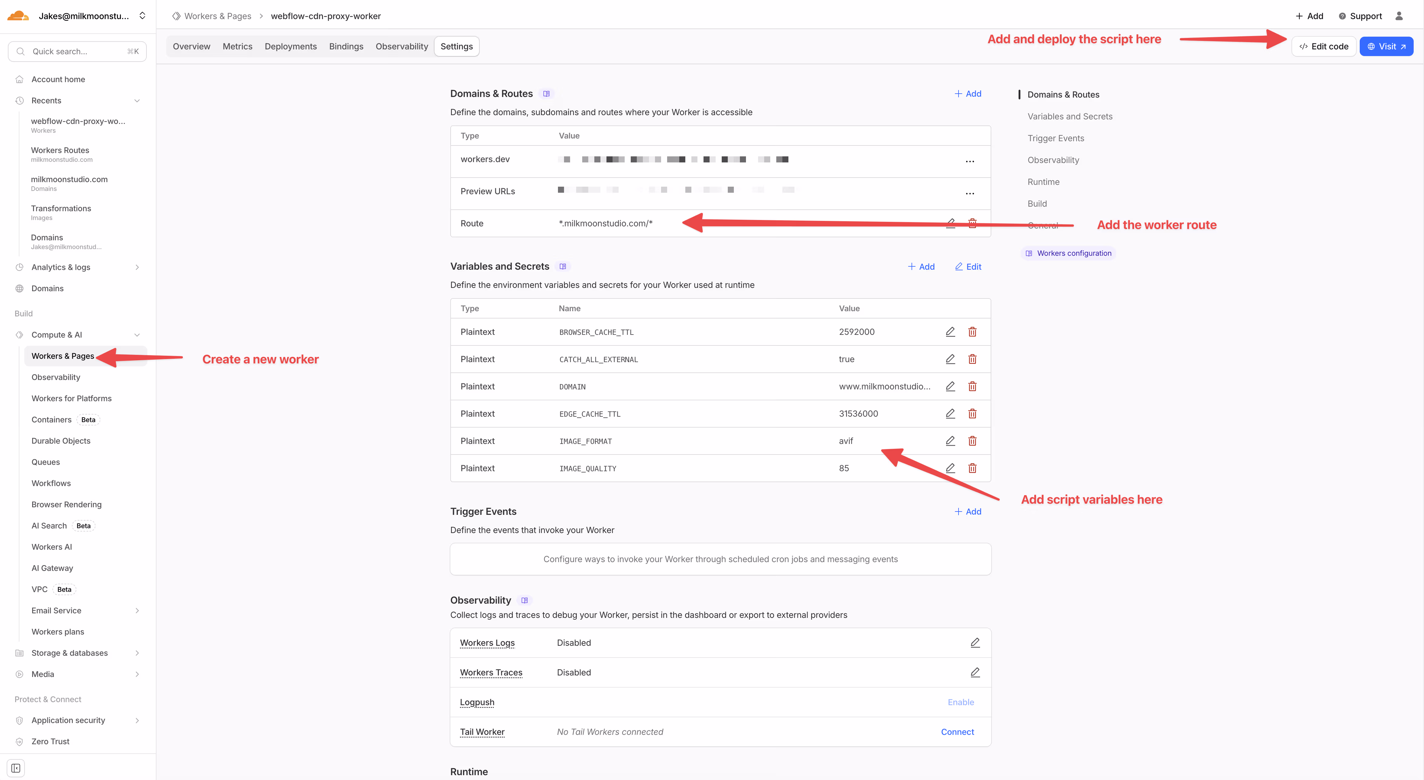 Cloudflare-Worker für Webflow