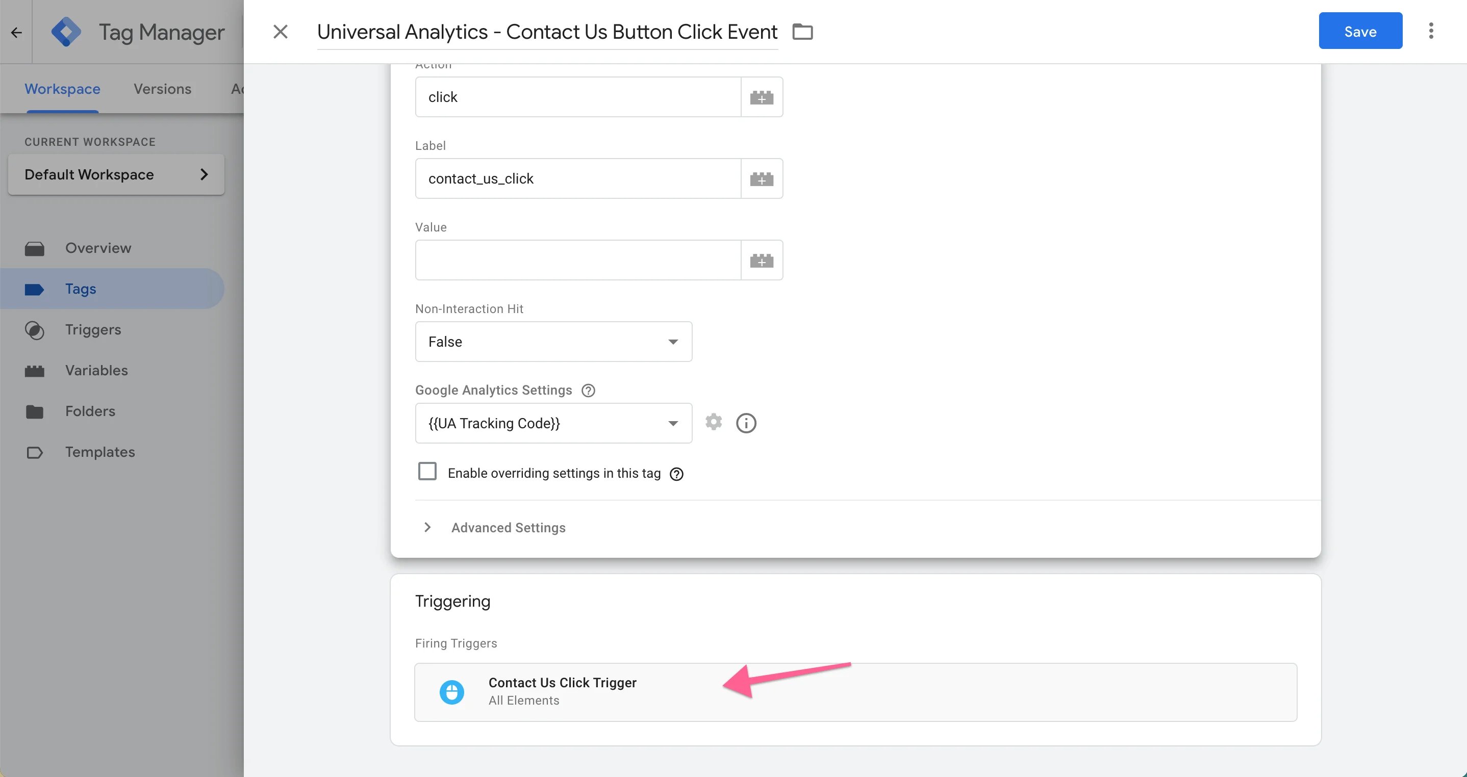 Add your click trigger