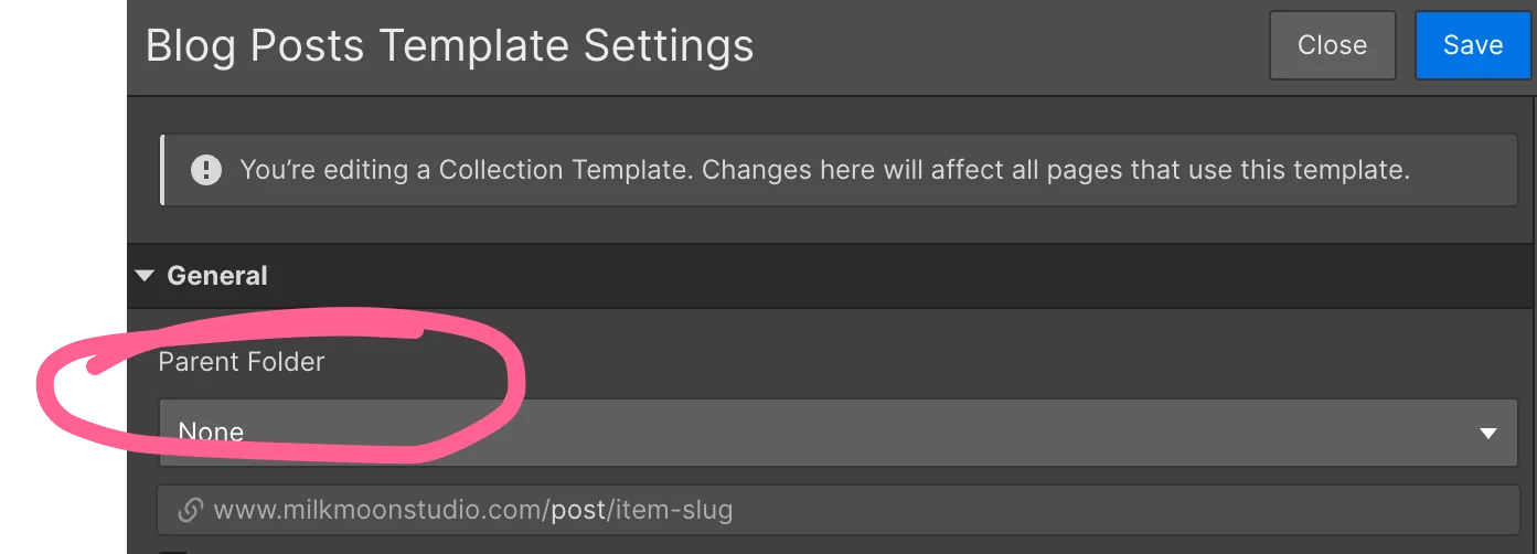 Webflow Collection List Parent Folder