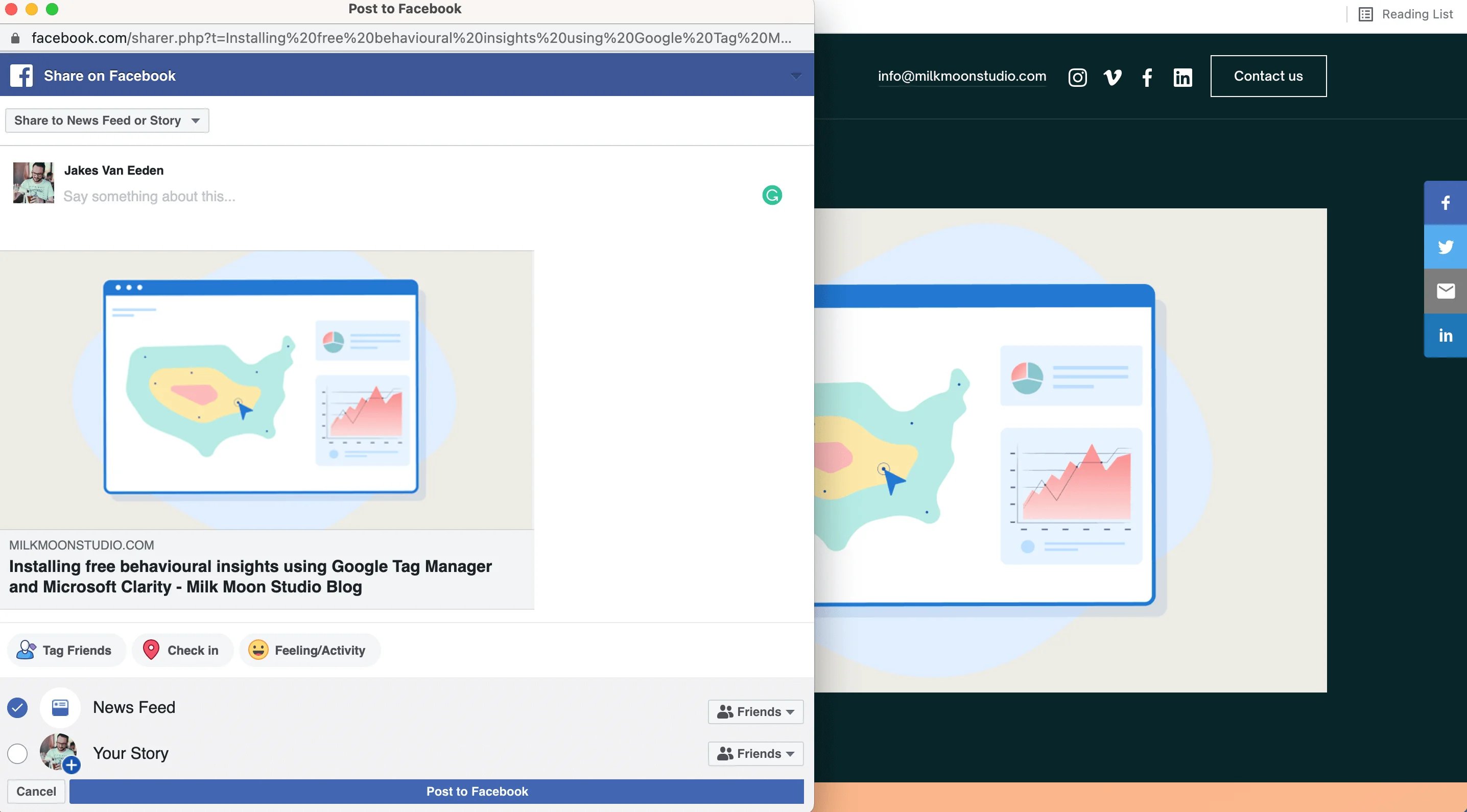 Testing ShareThis sharing to Facebook