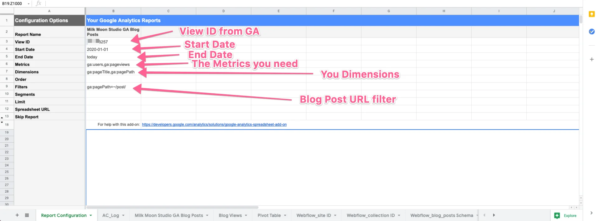 Google Sheet Analytics Configuration