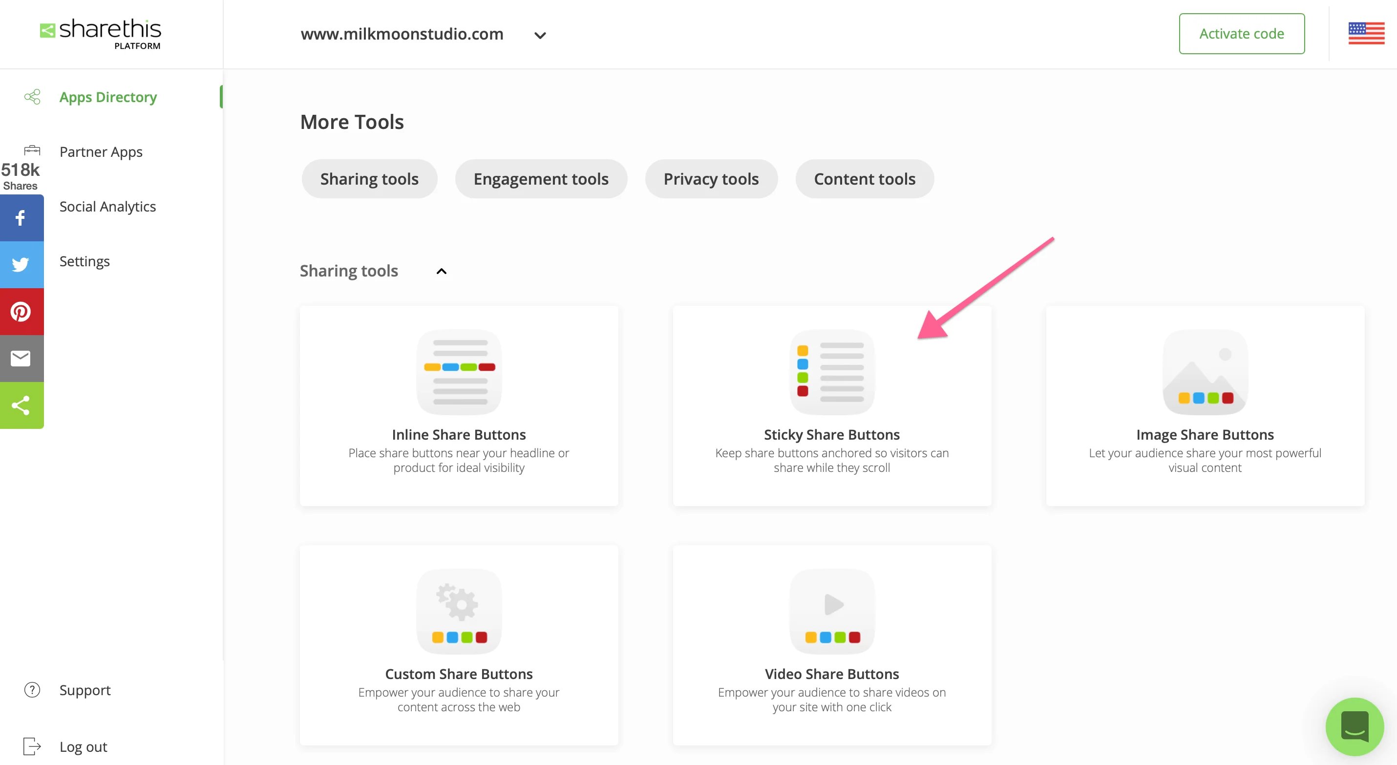 Pick your Share buttons in ShareThis