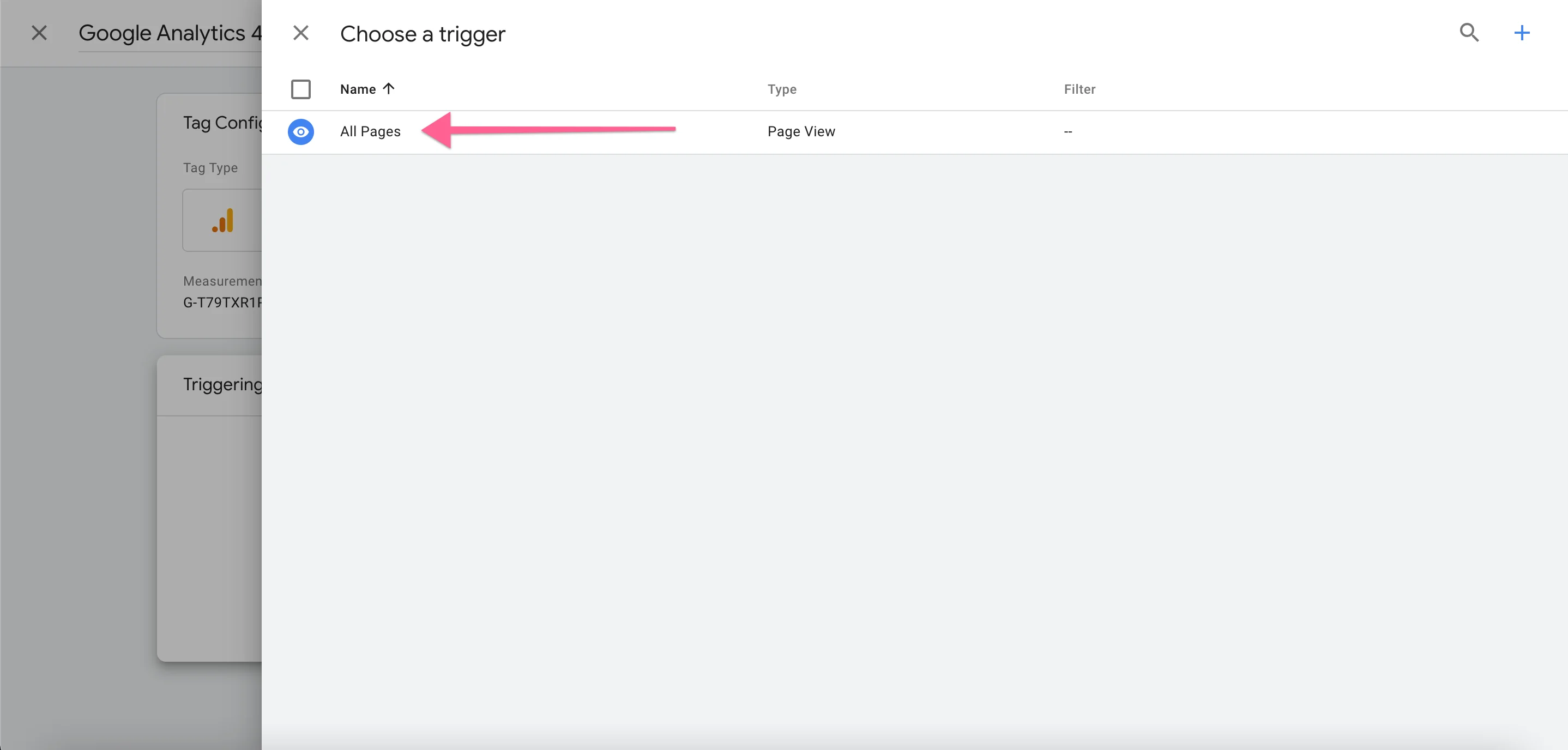 All Pages trigger in Google Tag Manager for GA4 Tag
