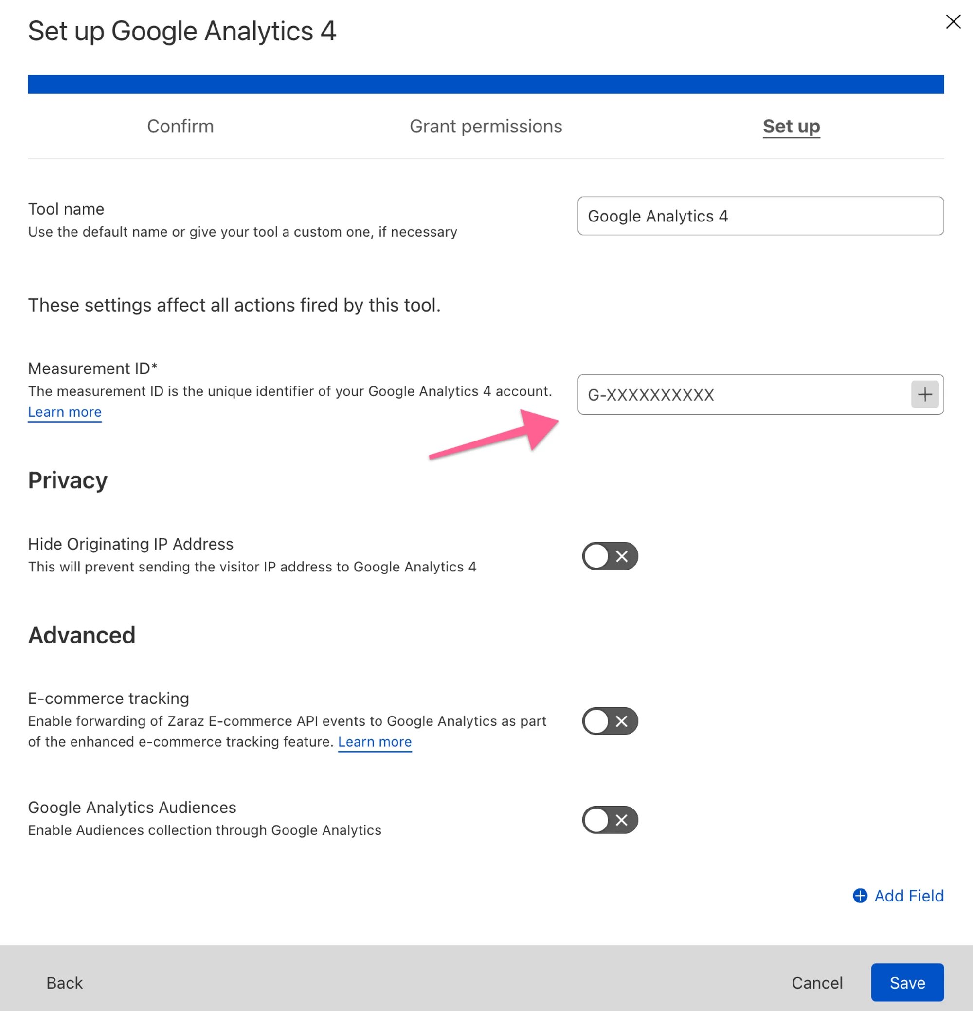 GA4 measurement ID in Zaraz