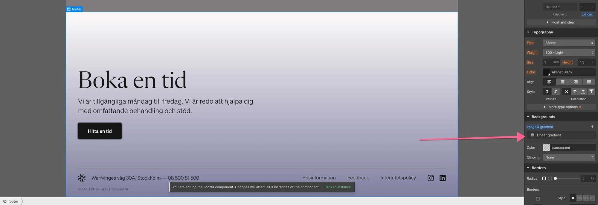 Linear background gradient in Webflow