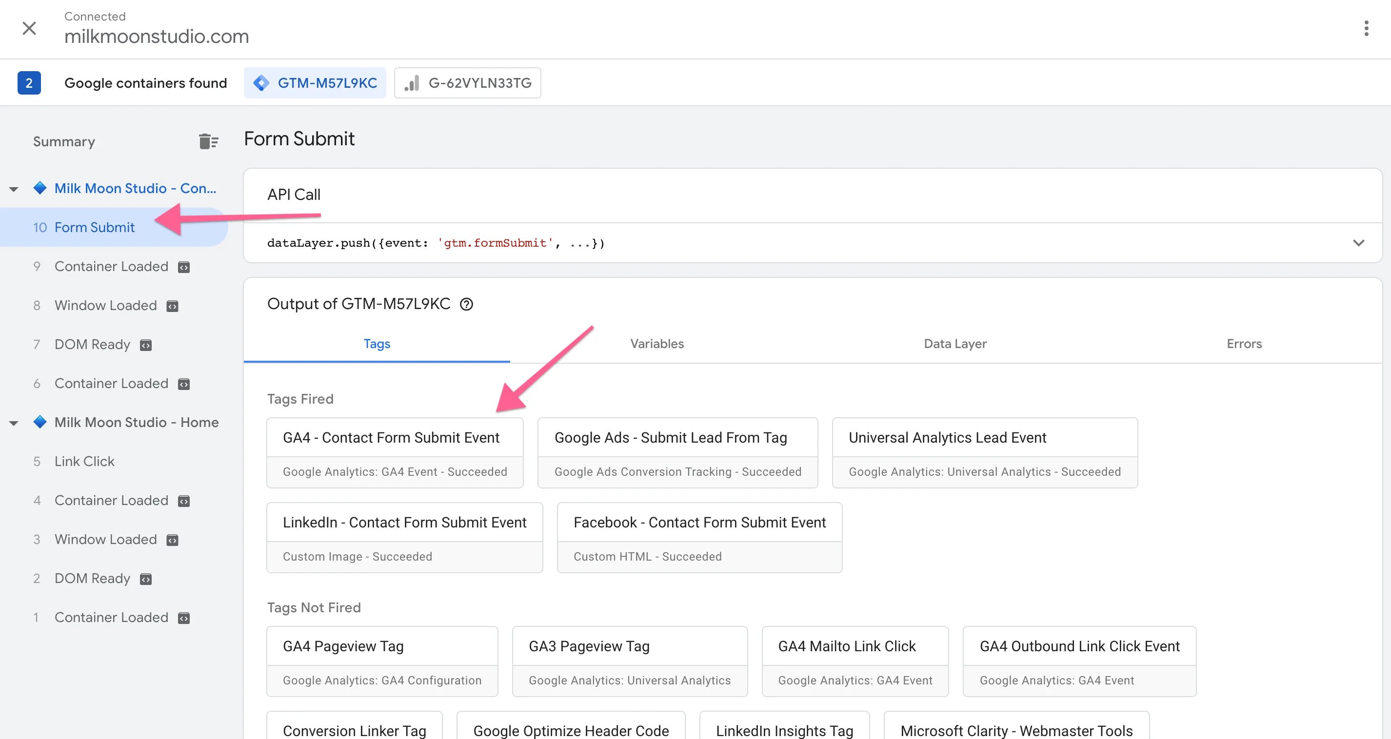 Tag has fired in Preview