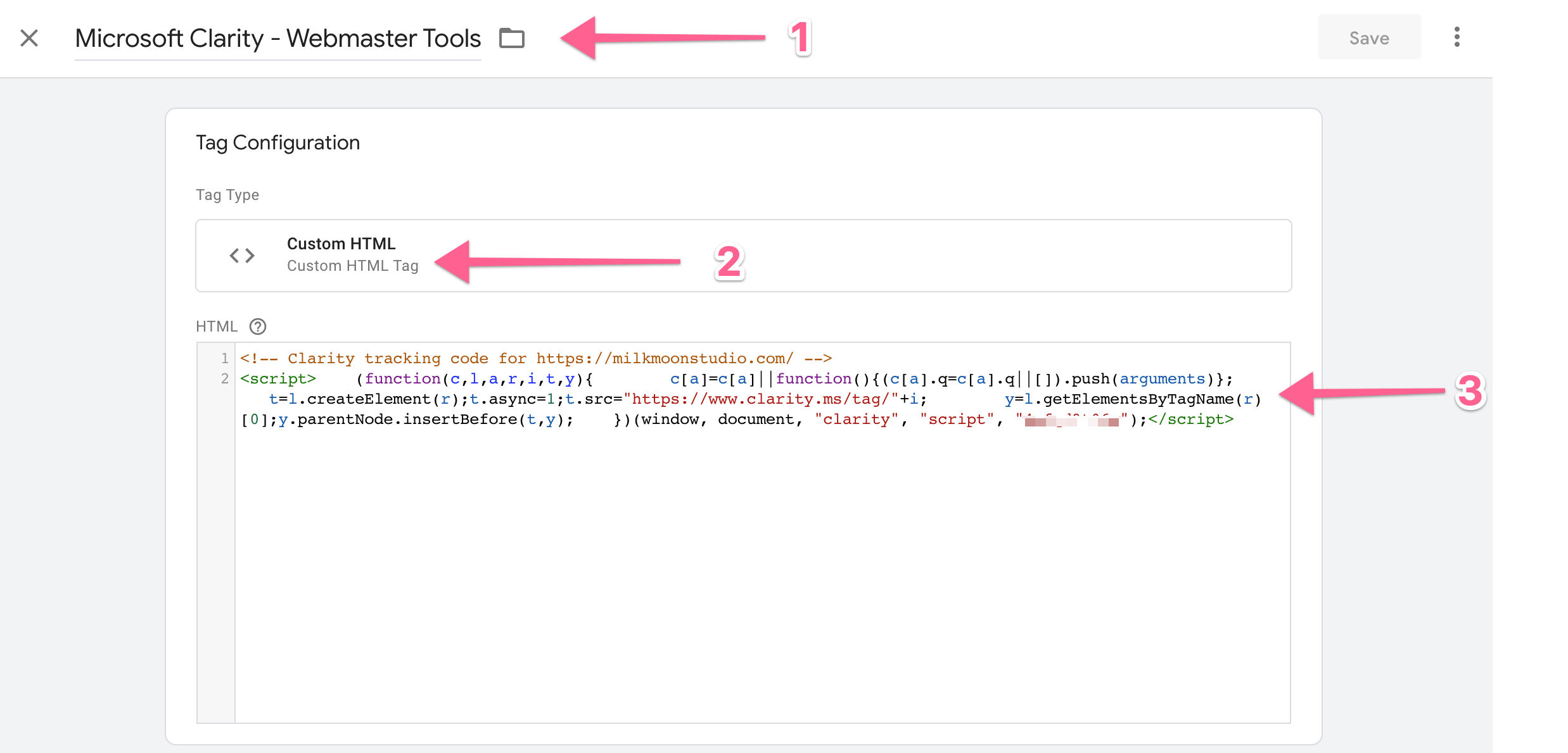 Microsoft Clarity Tag Manager Tag Setup