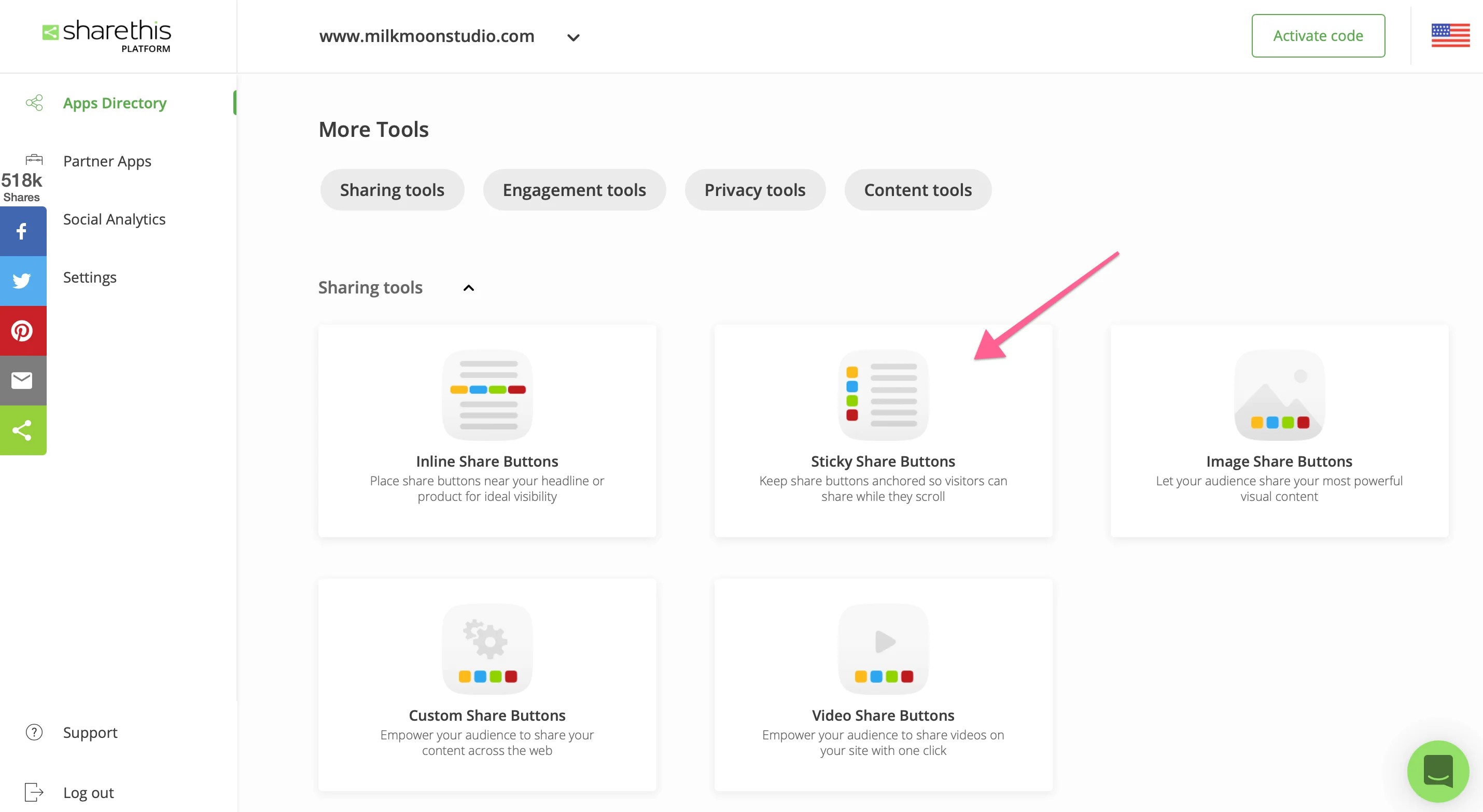 Pick your Share buttons in ShareThis