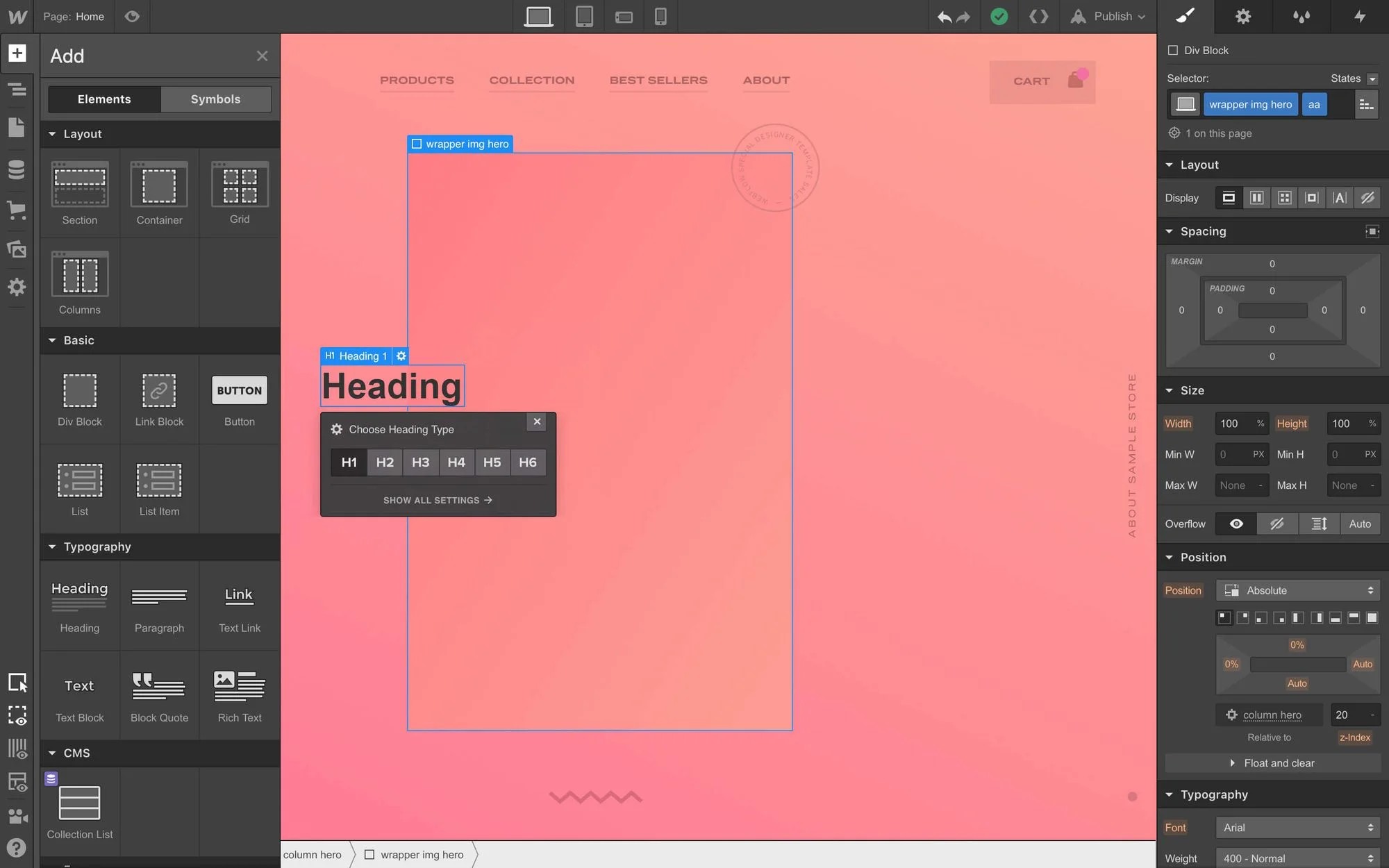 Webflow Designer View
