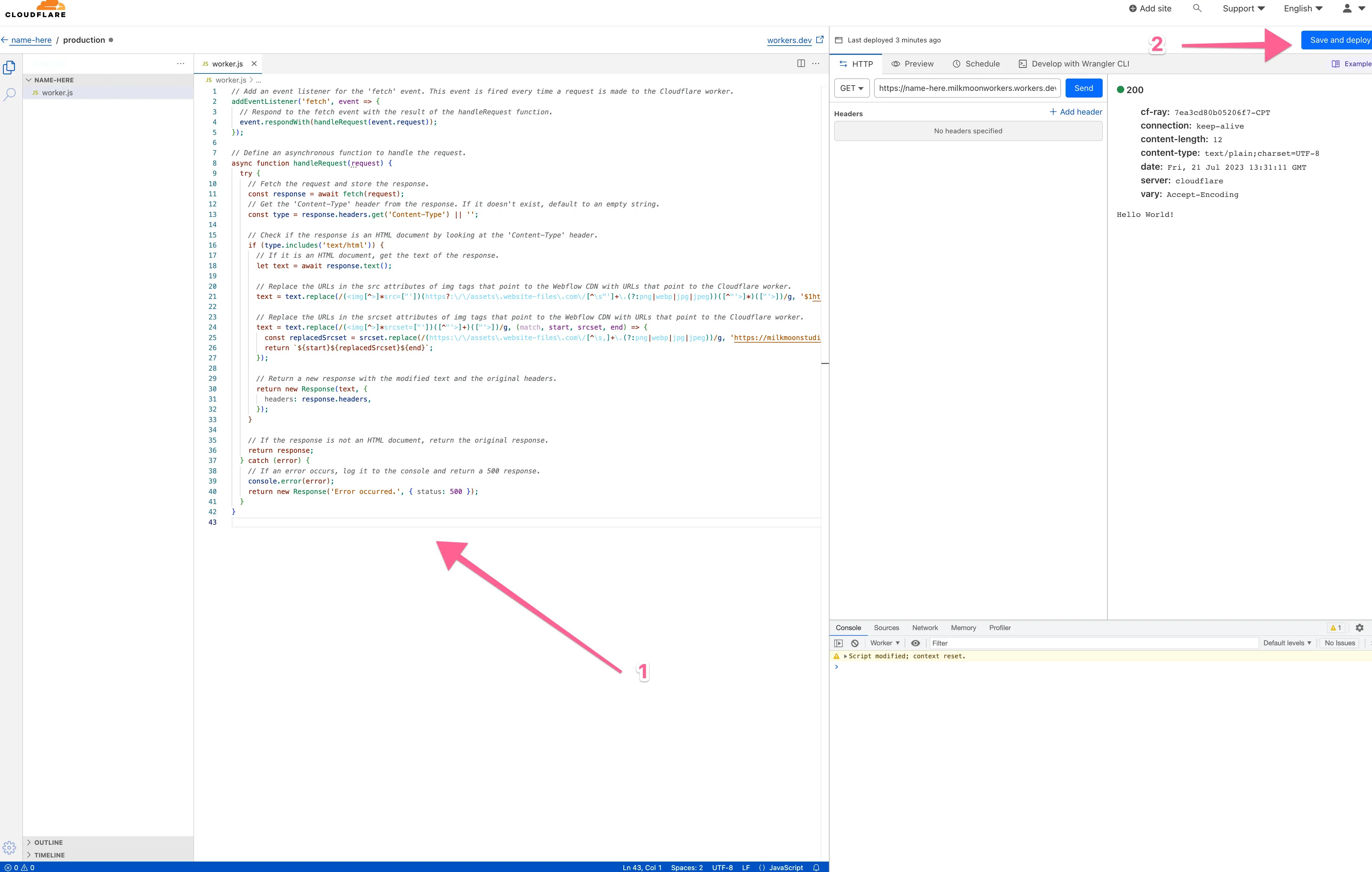 Add the script to the Worker